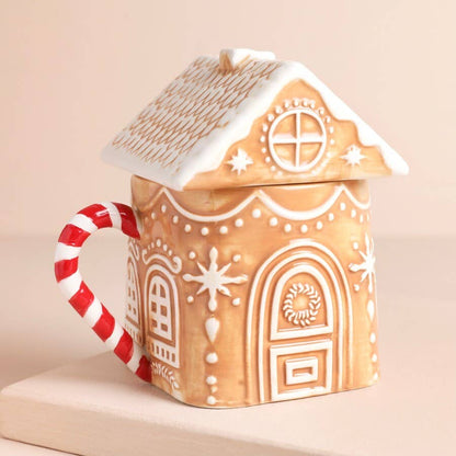 Gingerbread House Mug w Lid