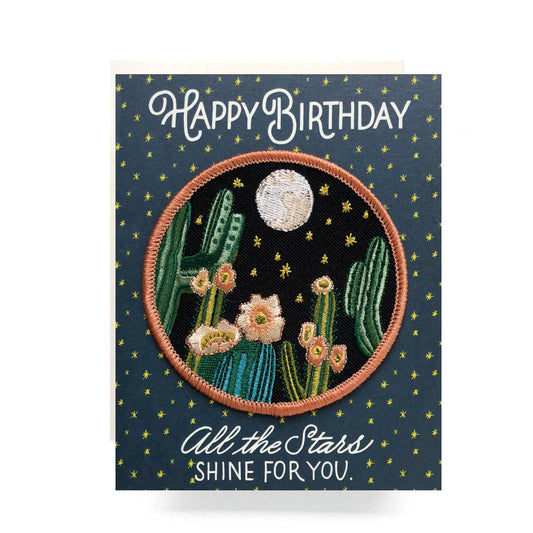 Night Cactus Birthday | Patch Greeting Card