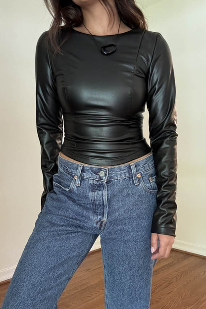 Farah Leather Top