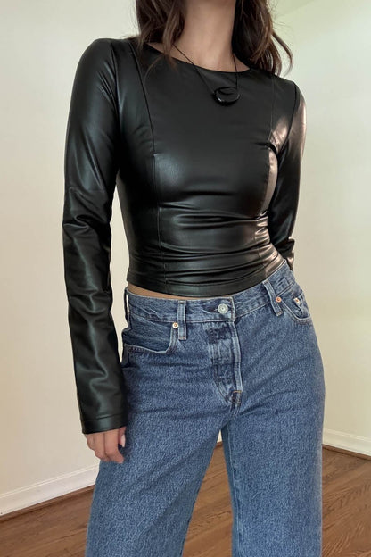 Farah Leather Top