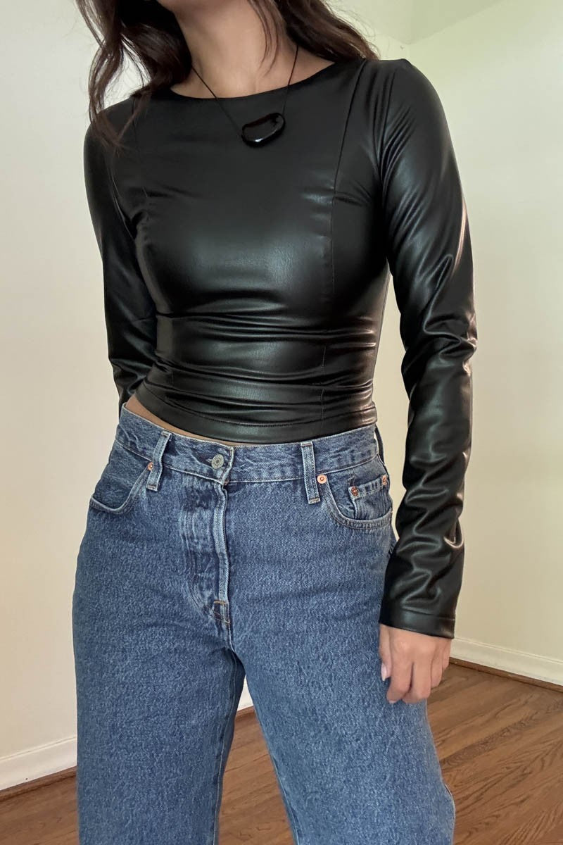 Farah Leather Top