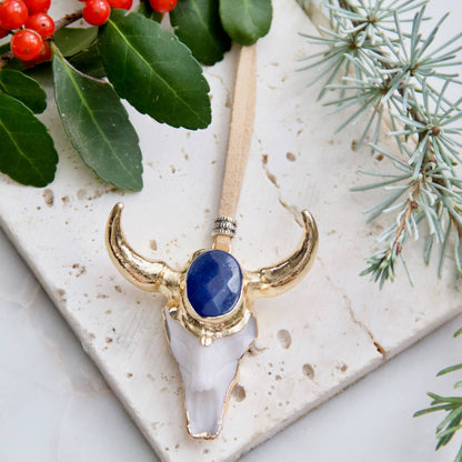 Lapis Cattle Skull Christmas Ornament