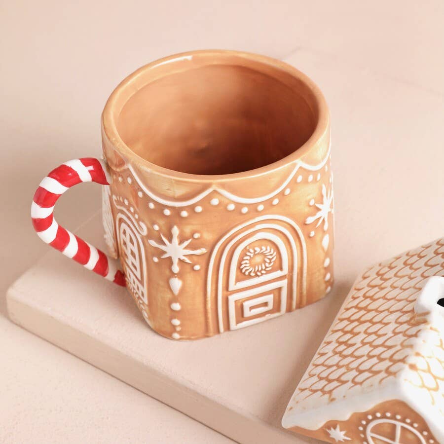 Gingerbread House Mug w Lid