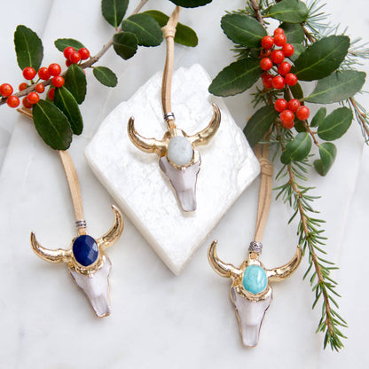 Lapis Cattle Skull Christmas Ornament