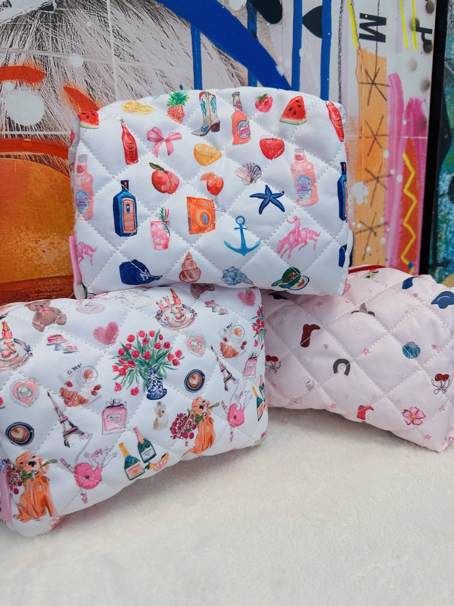 Large - Handmade Quilted Makeup Bags