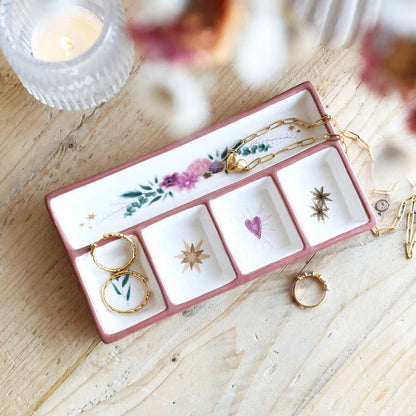 Floral Heart Ceramic Trinket Tray