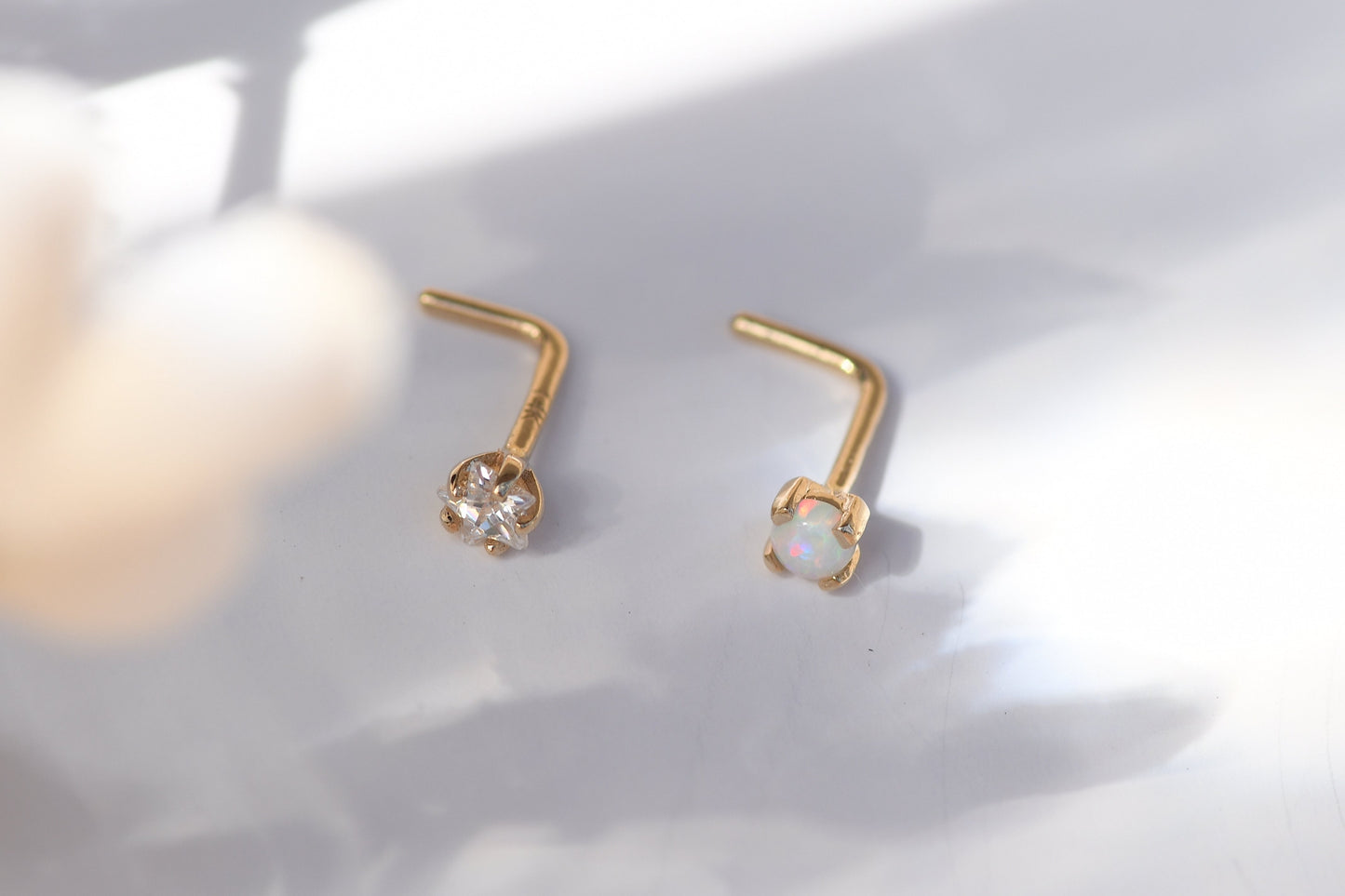 Dainty L Studs - Solid 14k Gold