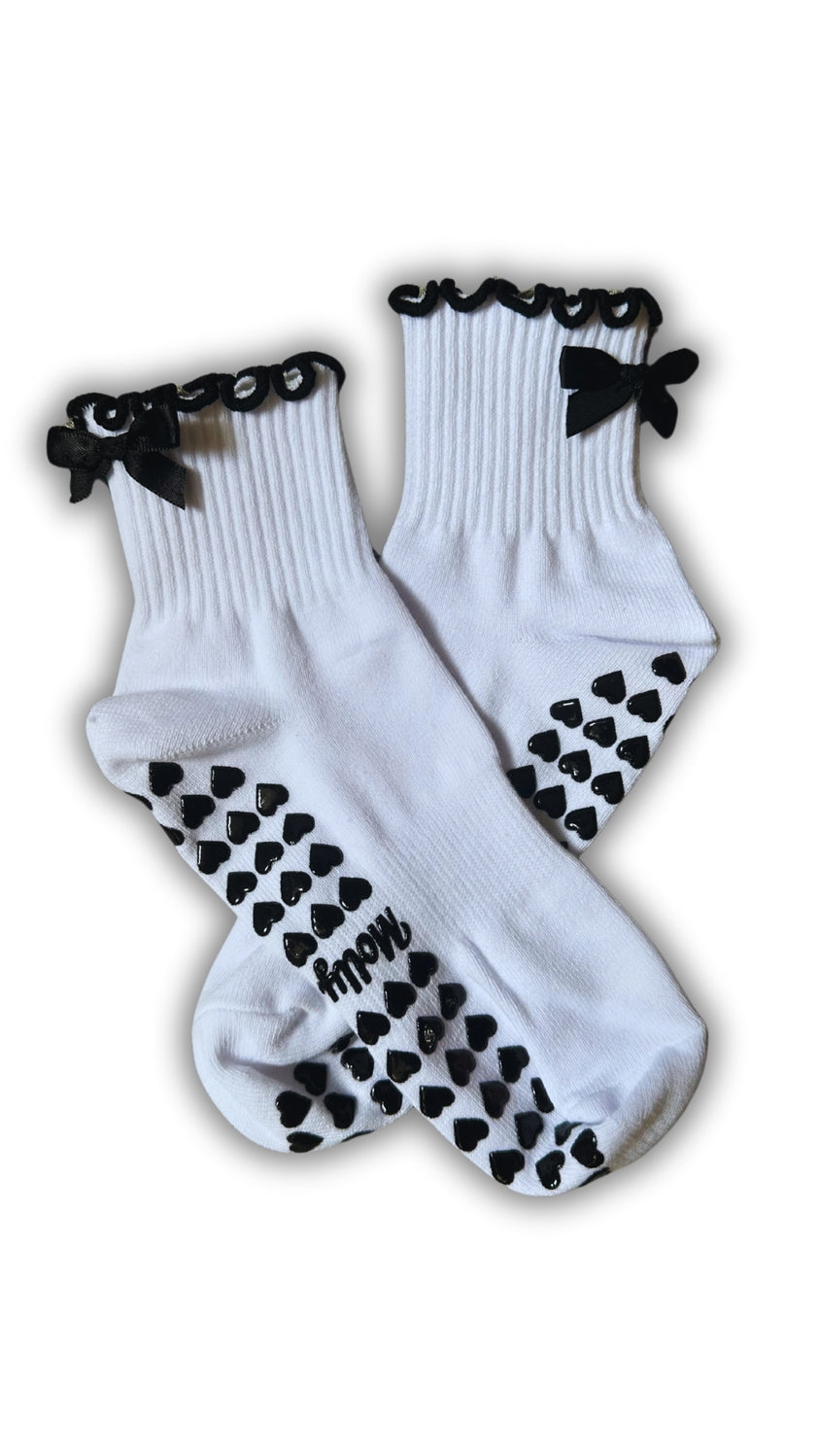 Black Bow Grip Socks