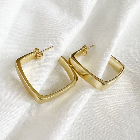 Aries Geometric Square Hoops Earrings