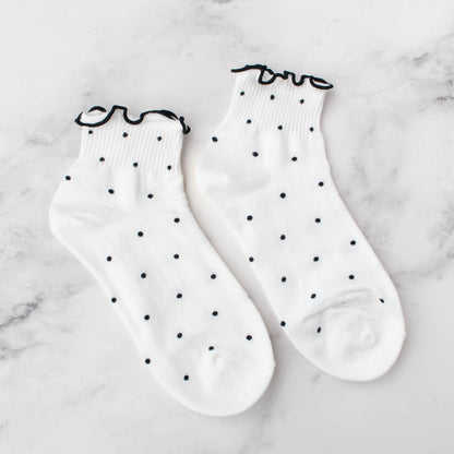 Polka Ruffle Ankle Socks