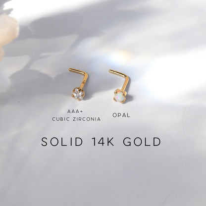 Dainty L Studs - Solid 14k Gold