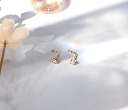 Dainty L Studs - Solid 14k Gold