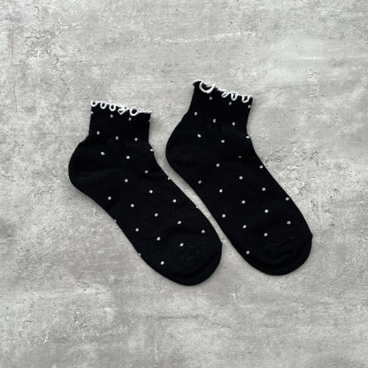 Polka Ruffle Ankle Socks