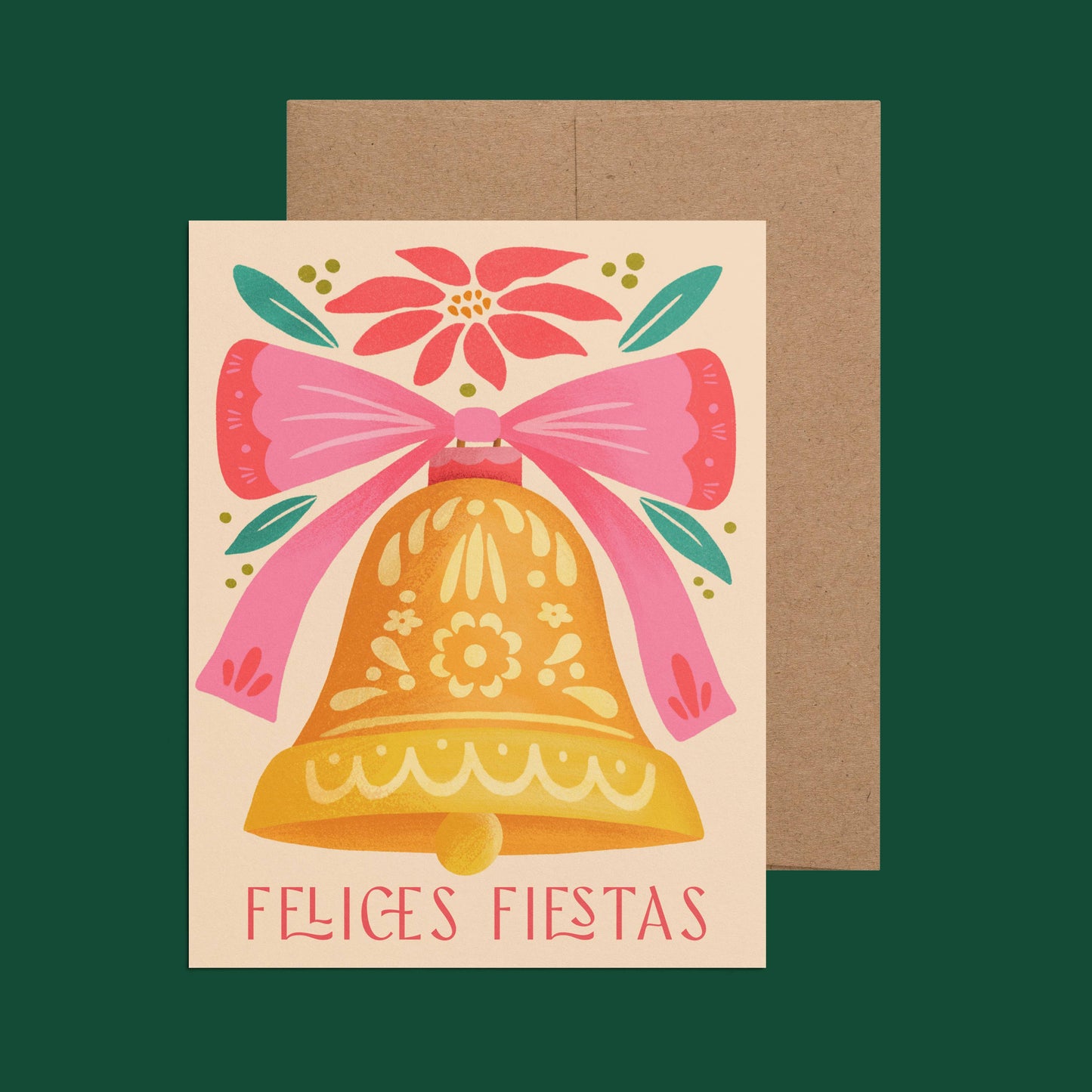 Felices Fiestas Jingle Bell Spanish Holiday Greeting Card