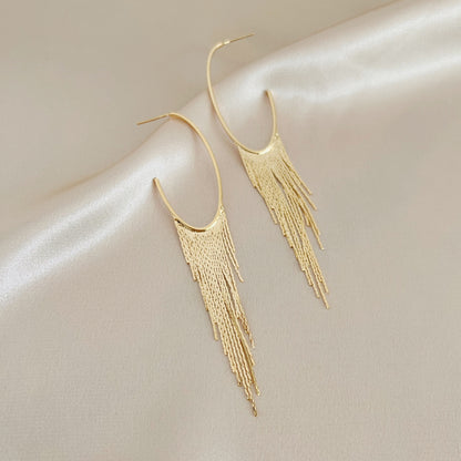 Cascading Fringe Hoops Earrings