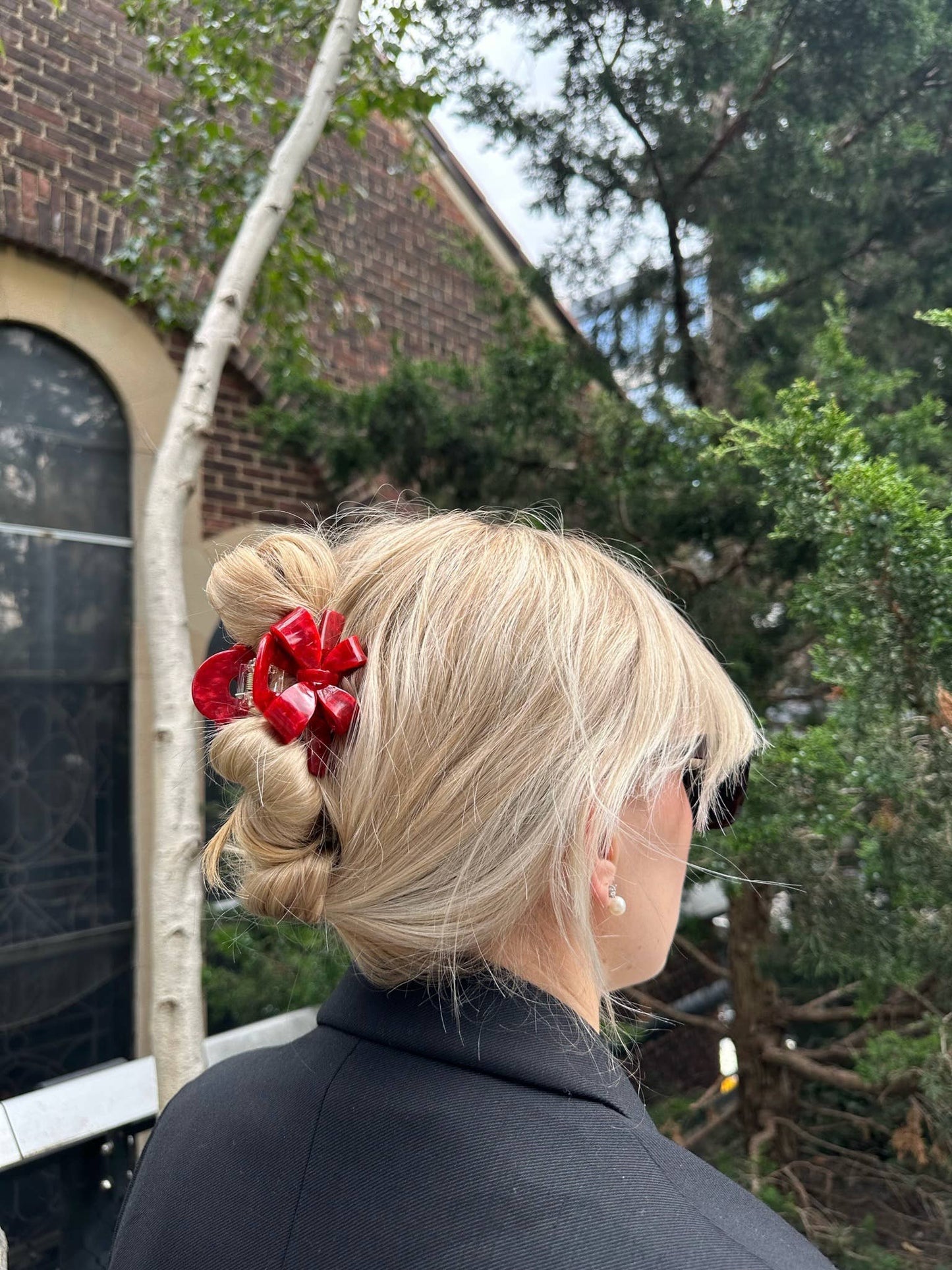 Red Holiday Bow Hair Clip