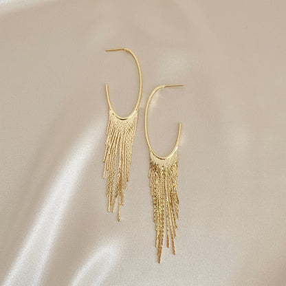 Cascading Fringe Hoops Earrings