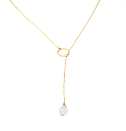 Pull Thru Opalite Lariat Necklace