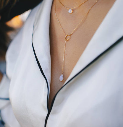 Pull Thru Opalite Lariat Necklace